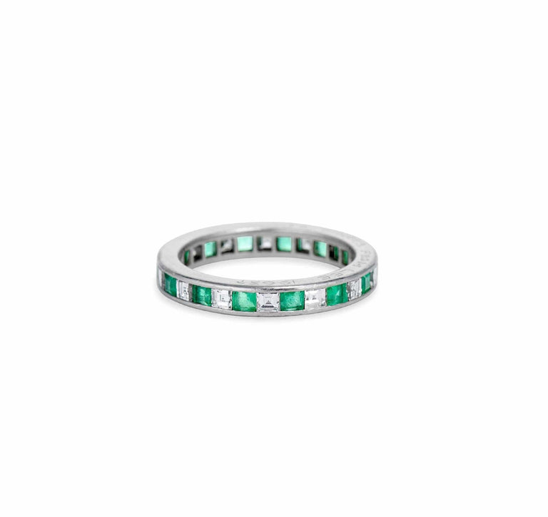 Cartier Mid Century Emerald & Diamond Platinum Eternity Band