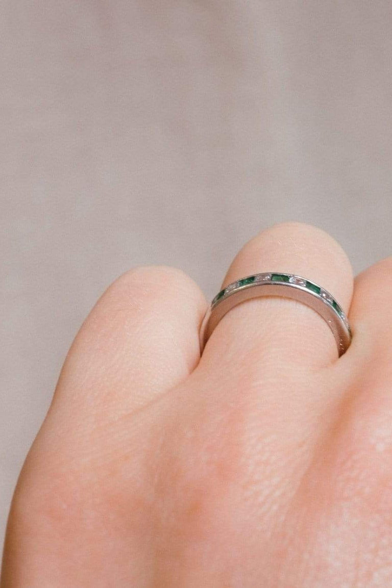 Cartier Mid Century Emerald & Diamond Platinum Eternity Band