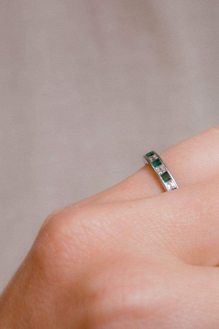 Cartier Mid Century Emerald & Diamond Platinum Eternity Band