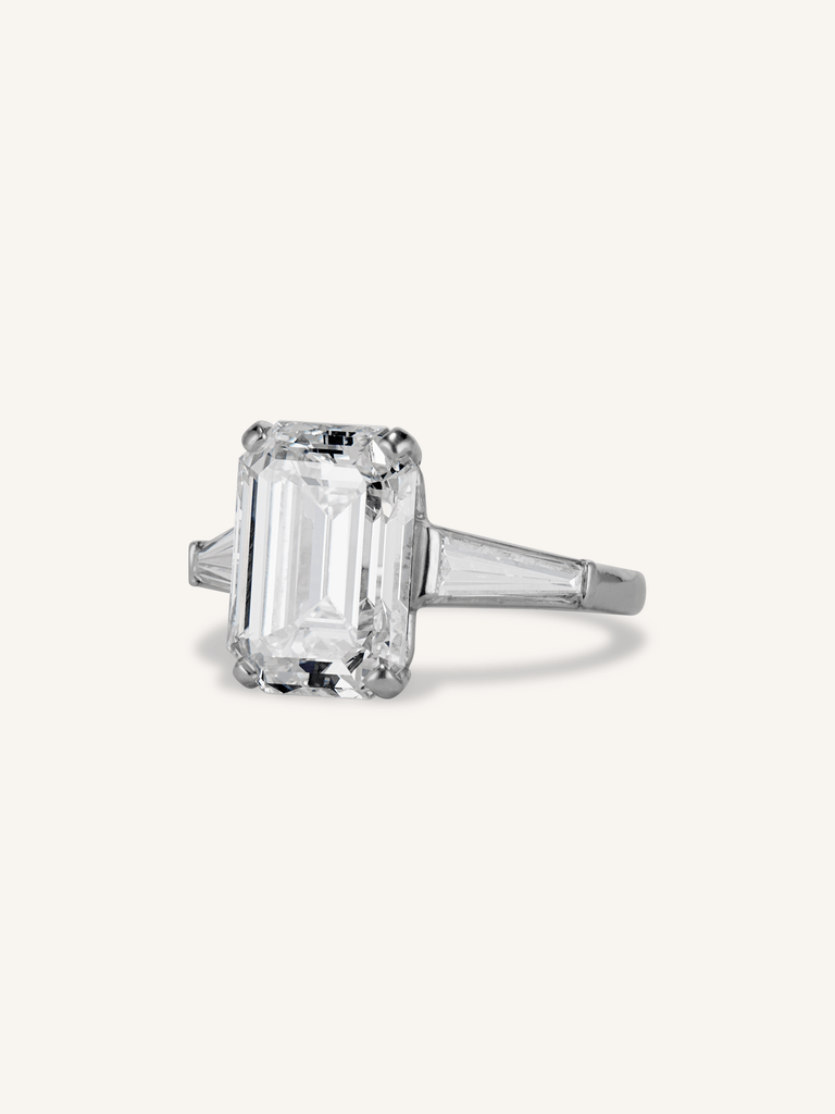 Cartier Midcentury 4.63 Carat Emerald Cut Diamond Vintage Engagement Ring
