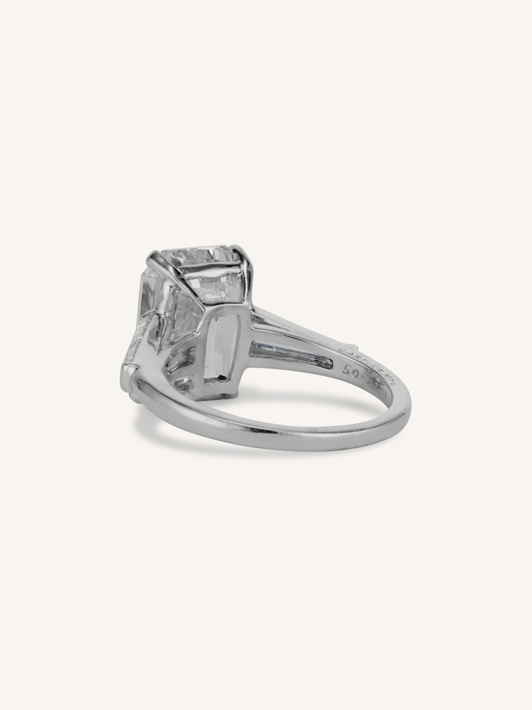 Cartier Midcentury 4.63 Carat Emerald Cut Diamond Vintage Engagement Ring