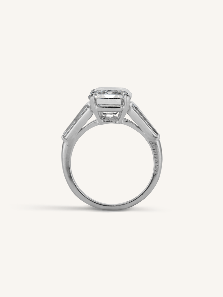 Cartier Midcentury 4.63 Carat Emerald Cut Diamond Vintage Engagement Ring