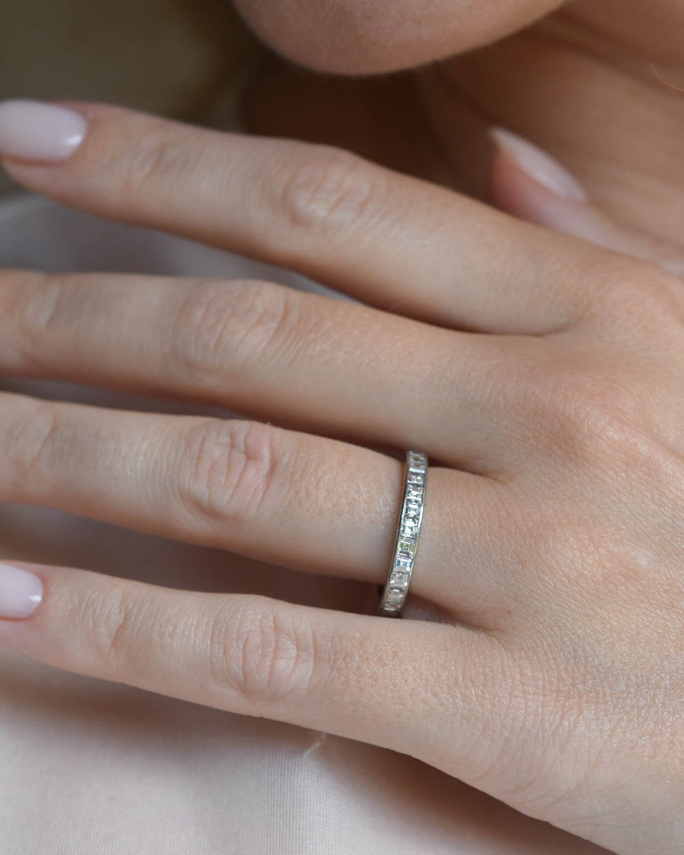 Cartier Paris Art Deco 1.96 Carat Carré Cut Eternity Band, France Size 6.75