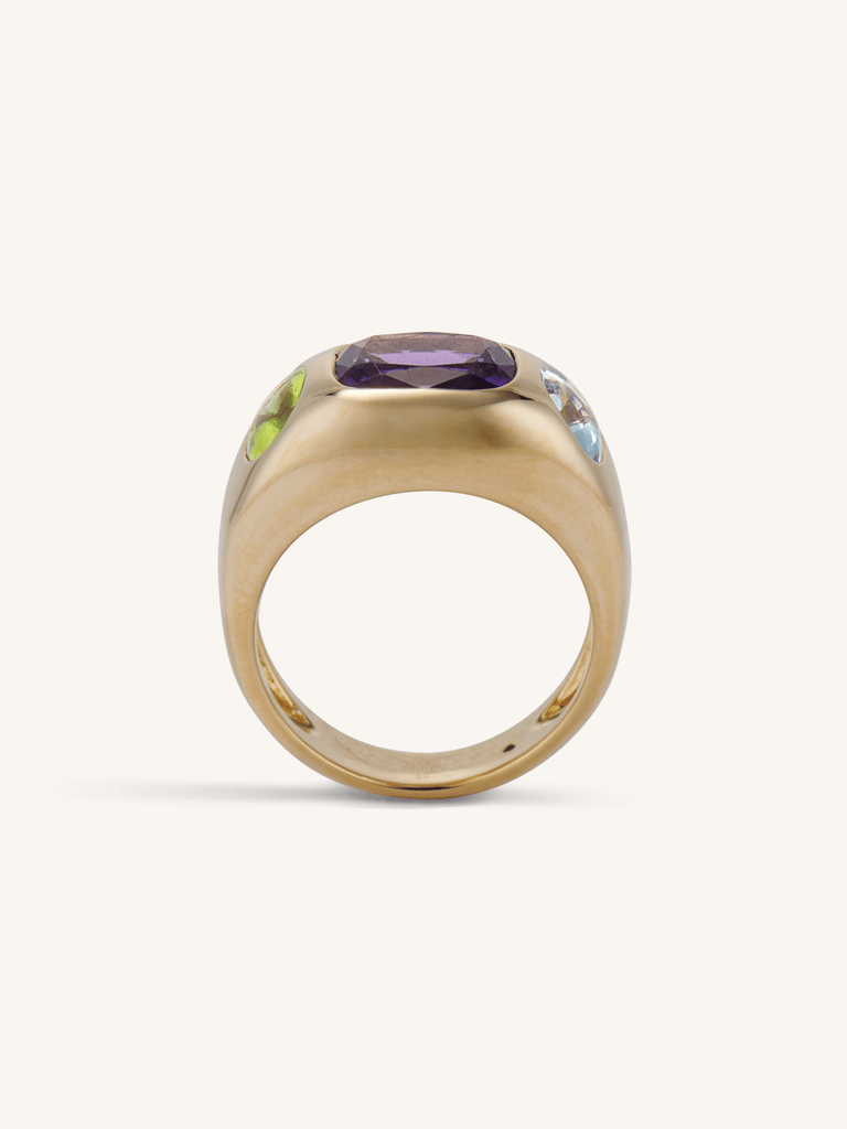 Chanel 18k Multi Gem 18k Gold Ring