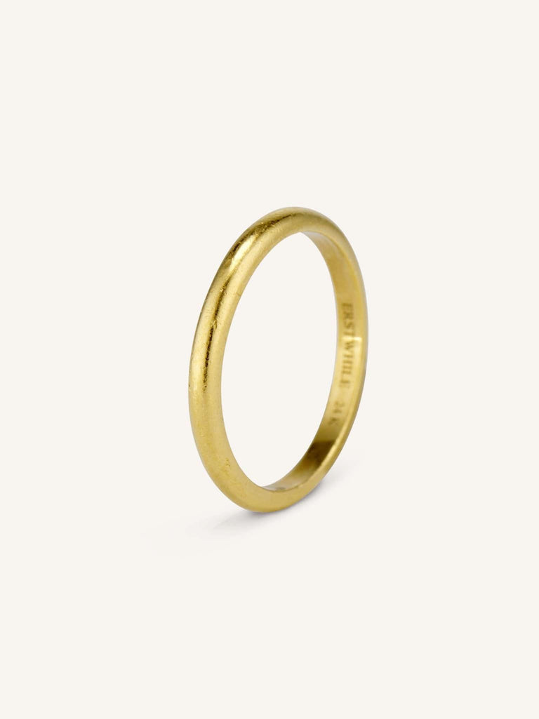 Classic Hoop 2mm in 24k Yellow Gold | Size 7.5