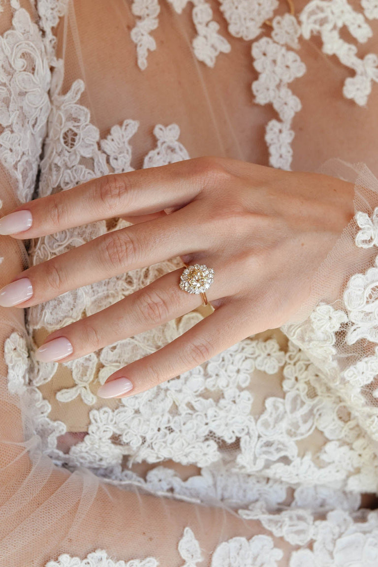 Leia 1.44 Vintage Style Antique Old European Cut Diamond Cluster Engagement Ring