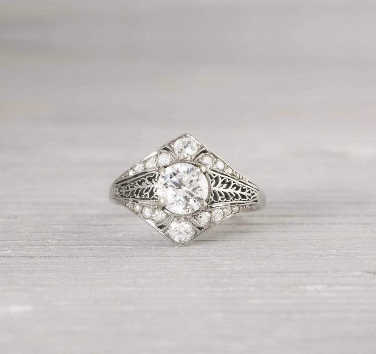 Diamond Within A Diamond Art Deco Engagement Ring