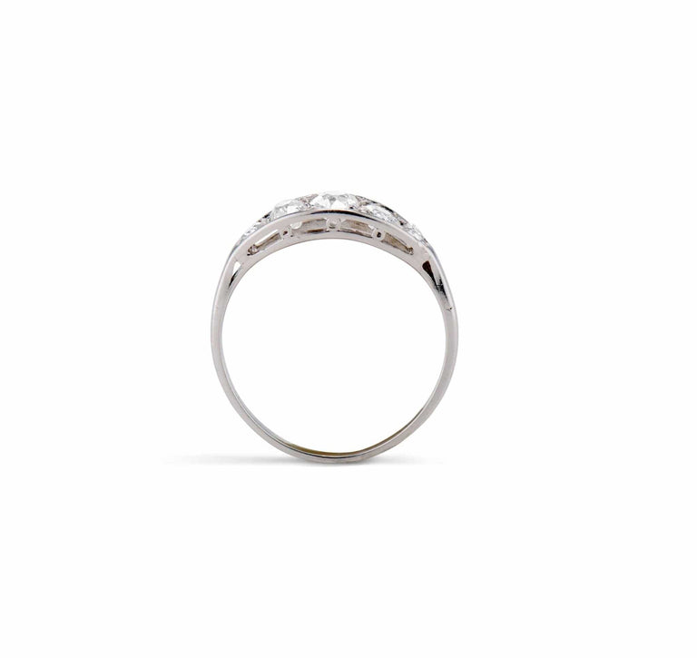 Early 20th Century .70 Carat Five-Stone Old European-Cut Diamond and Platinum Half-Band