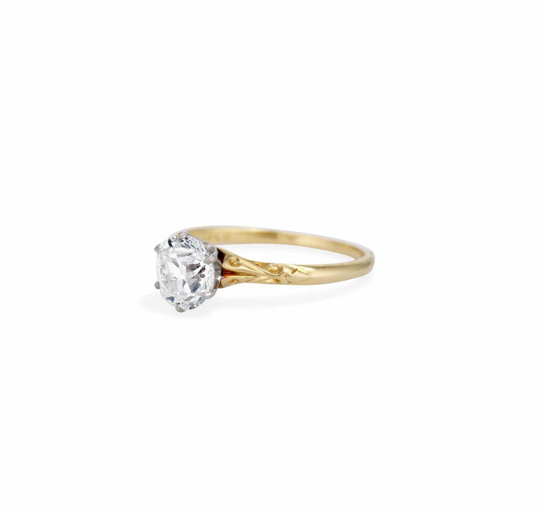 Early Art Deco 1.43 Carat Gold Engraved Solitaire