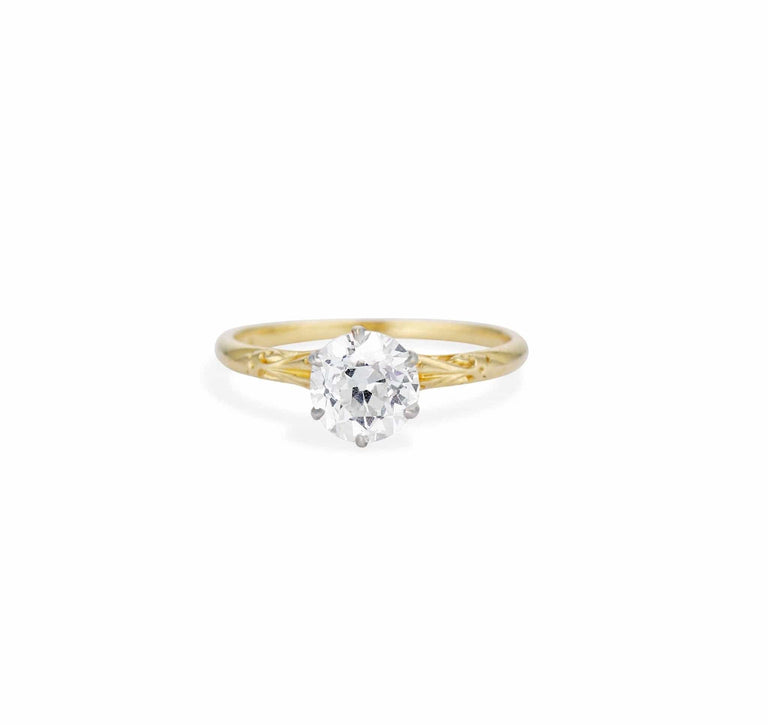 Early Art Deco 1.43 Carat Gold Engraved Solitaire