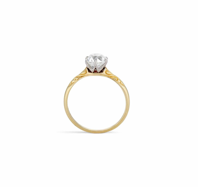 Early Art Deco 1.43 Carat Gold Engraved Solitaire