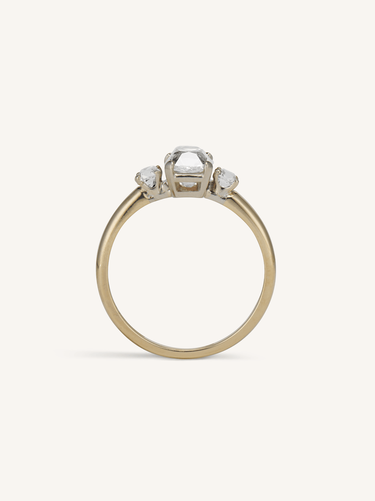 Early Art Deco 1.51 Carat Old Mine Three Stone Diamond Ring