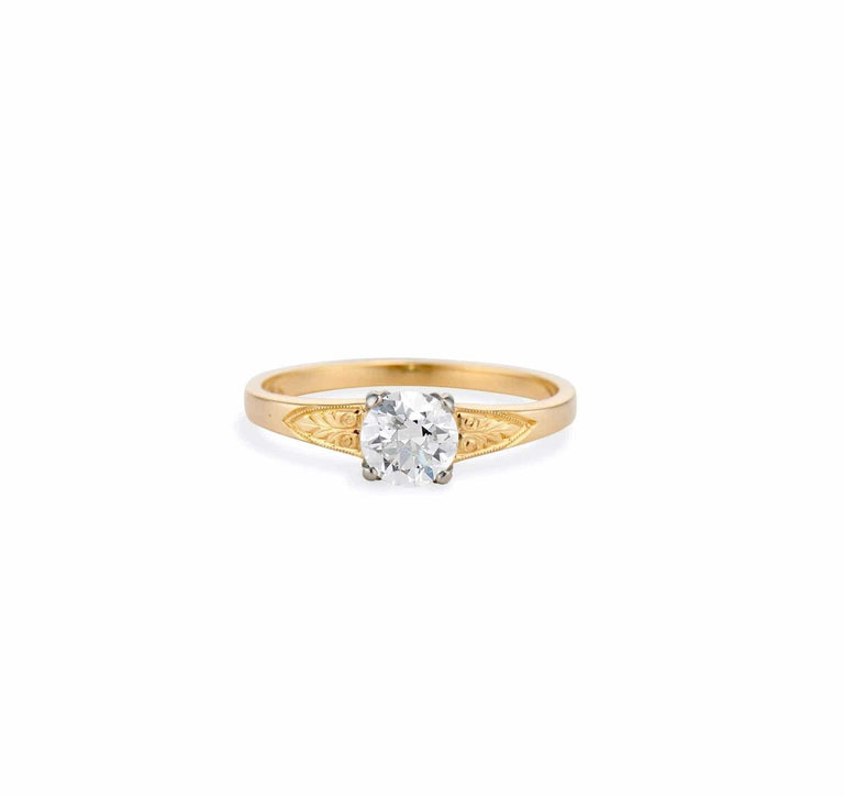 Early Art Deco .61 Carat Diamond & Gold Solitaire Engagement Ring