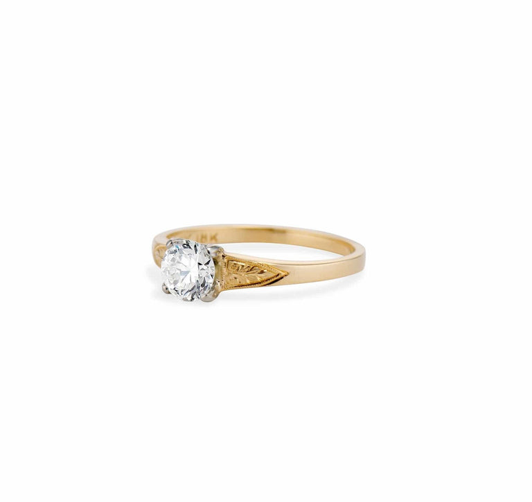 Early Art Deco .61 Carat Diamond & Gold Solitaire Engagement Ring