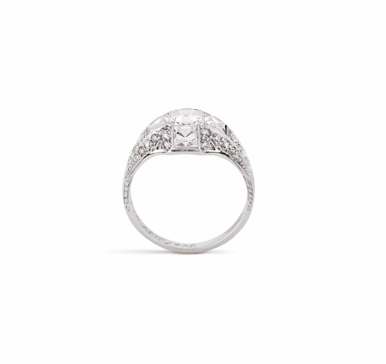 Early Art Deco .80 Carat Asscher Cut Diamond Ring