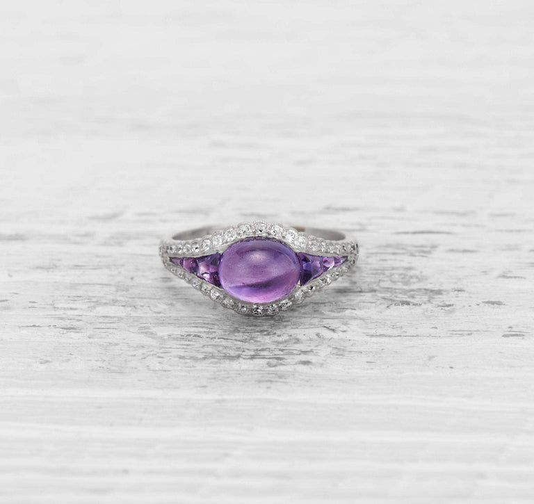 EARLY ART DECO AMETHYST AND DIAMOND RING