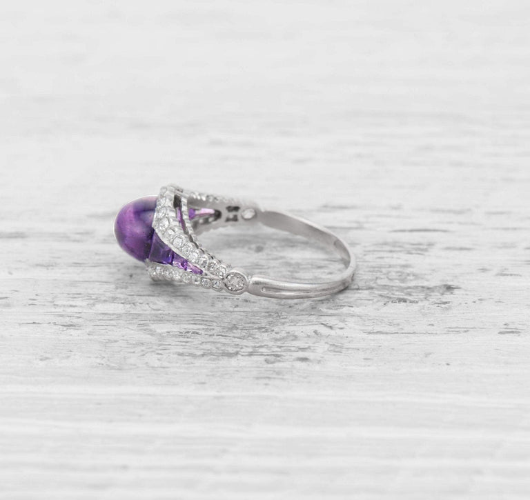 EARLY ART DECO AMETHYST AND DIAMOND RING