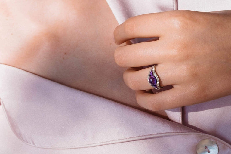 EARLY ART DECO AMETHYST AND DIAMOND RING
