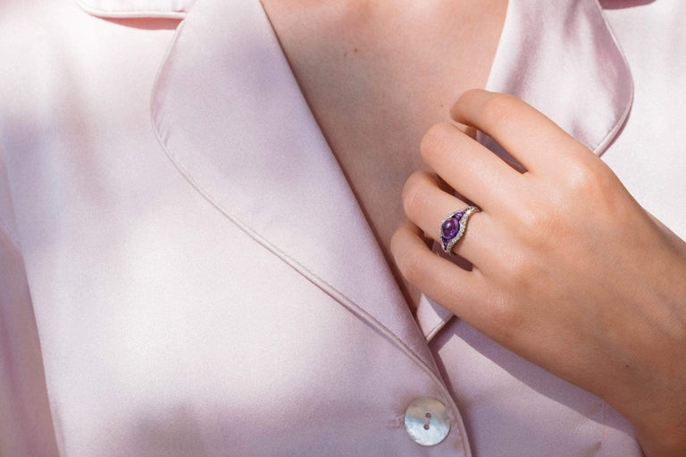 EARLY ART DECO AMETHYST AND DIAMOND RING
