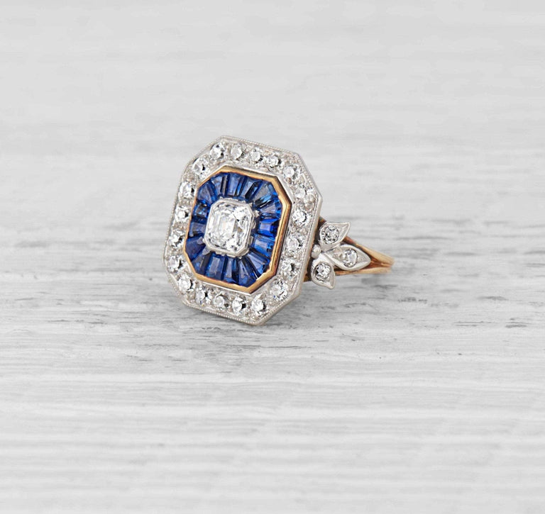 Early Art Deco Tiffany & Co Diamond & Sapphire Ring