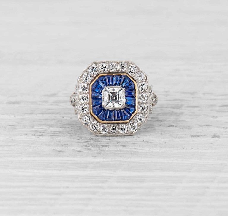 Early Art Deco Tiffany & Co Diamond & Sapphire Ring