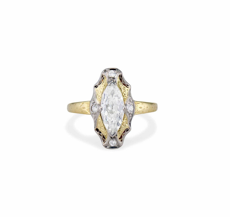 Early Edwardian 1.05 Carat Moval Diamond Engagement Ring