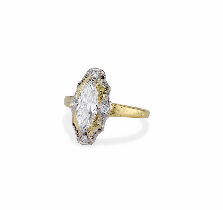 Early Edwardian 1.05 Carat Moval Diamond Engagement Ring