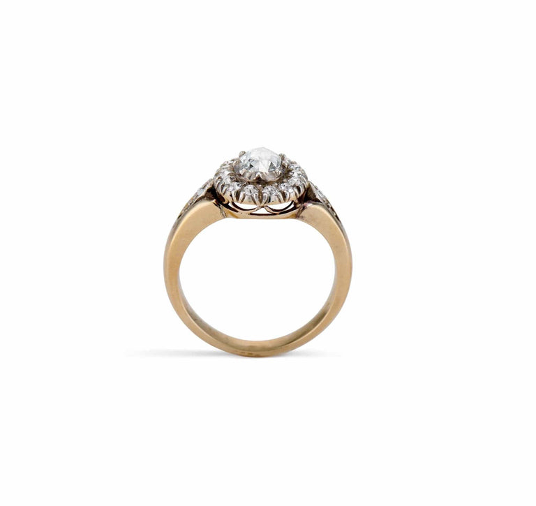 Early Victorian 1.00 Carat Oval Rose-Cut Diamond Ring