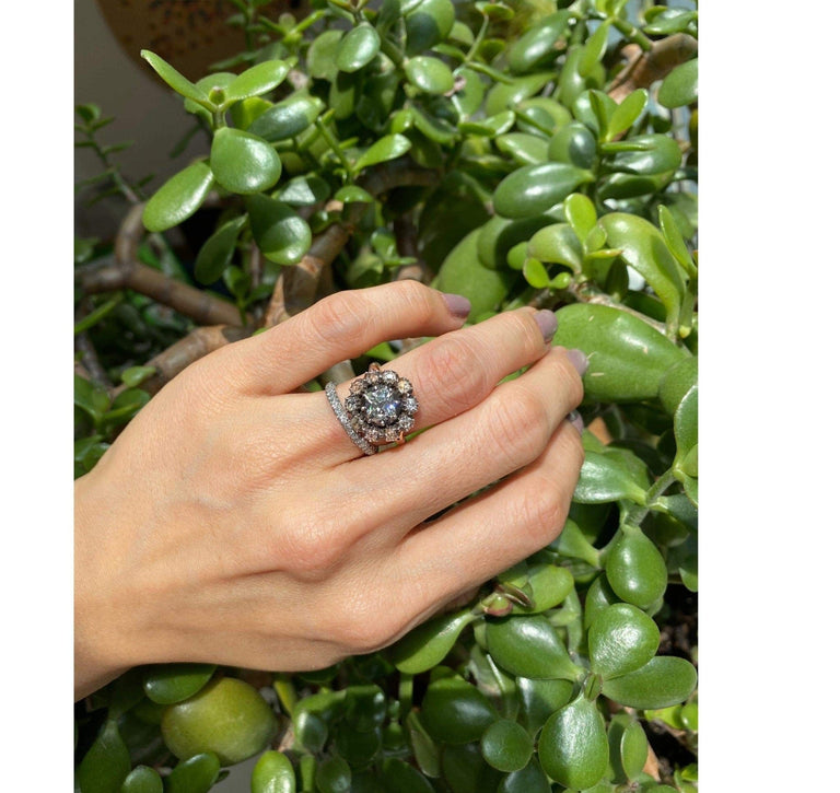 Early Victorian .90 Carat Old Mine Cushion Diamond Cluster