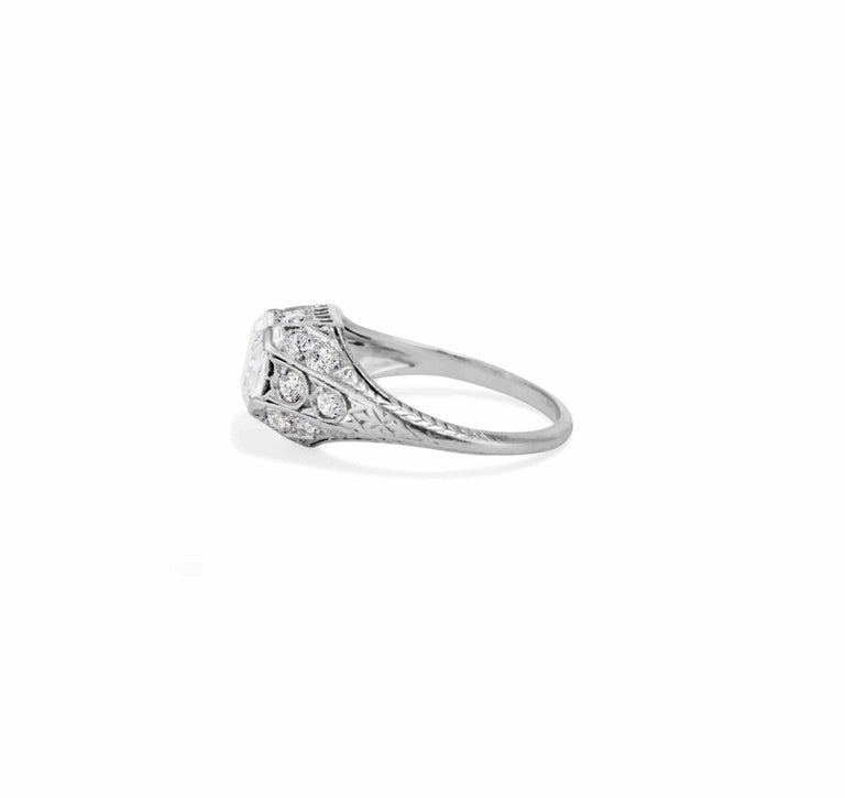 Edwardian 1.02 Carat Old Mine Cushion Cut Diamond Filigree Ring