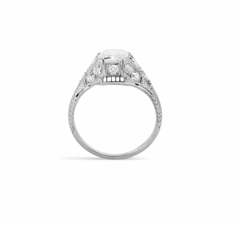 Edwardian 1.02 Carat Old Mine Cushion Cut Diamond Filigree Ring