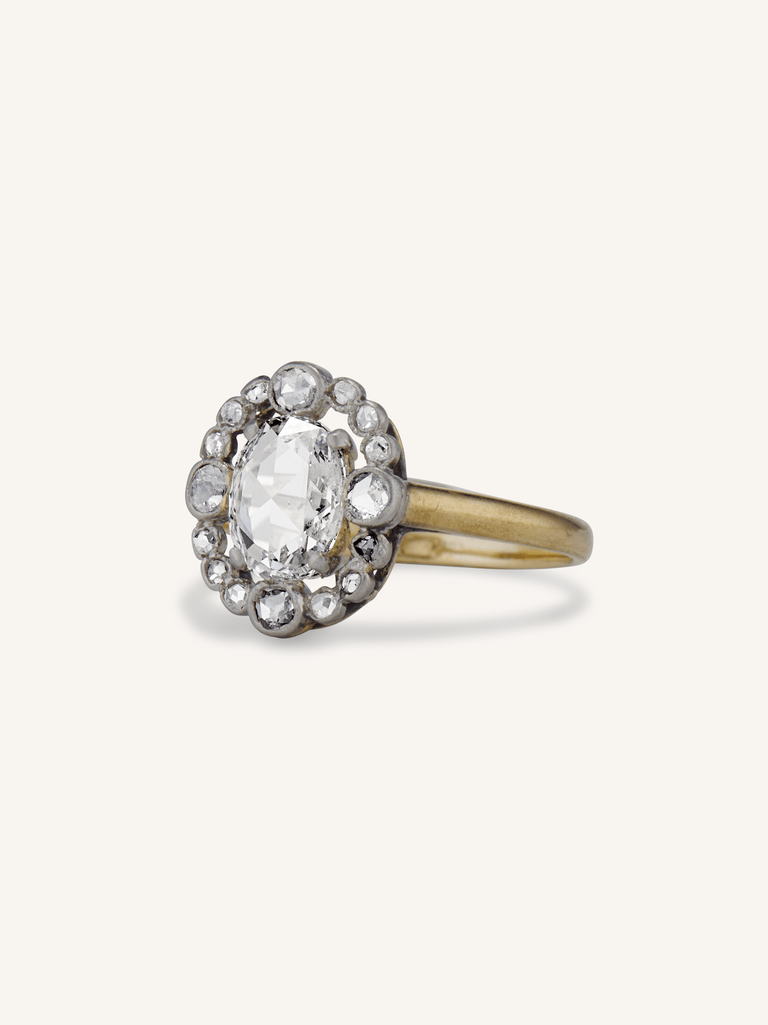 Edwardian 1.05 Carat Rose Cut Diamond Cluster Ring