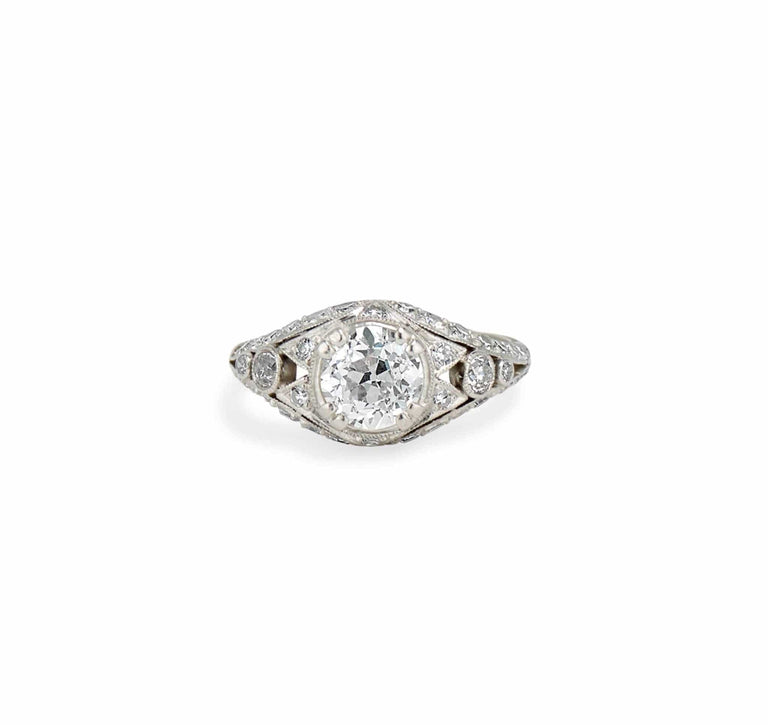 Edwardian 1.06 Carat Diamond Filigree Ring