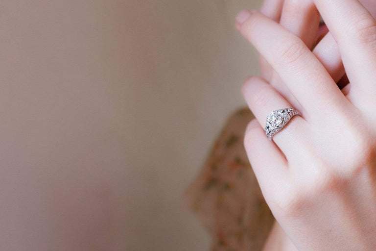 Edwardian 1.06 Carat Diamond Filigree Ring