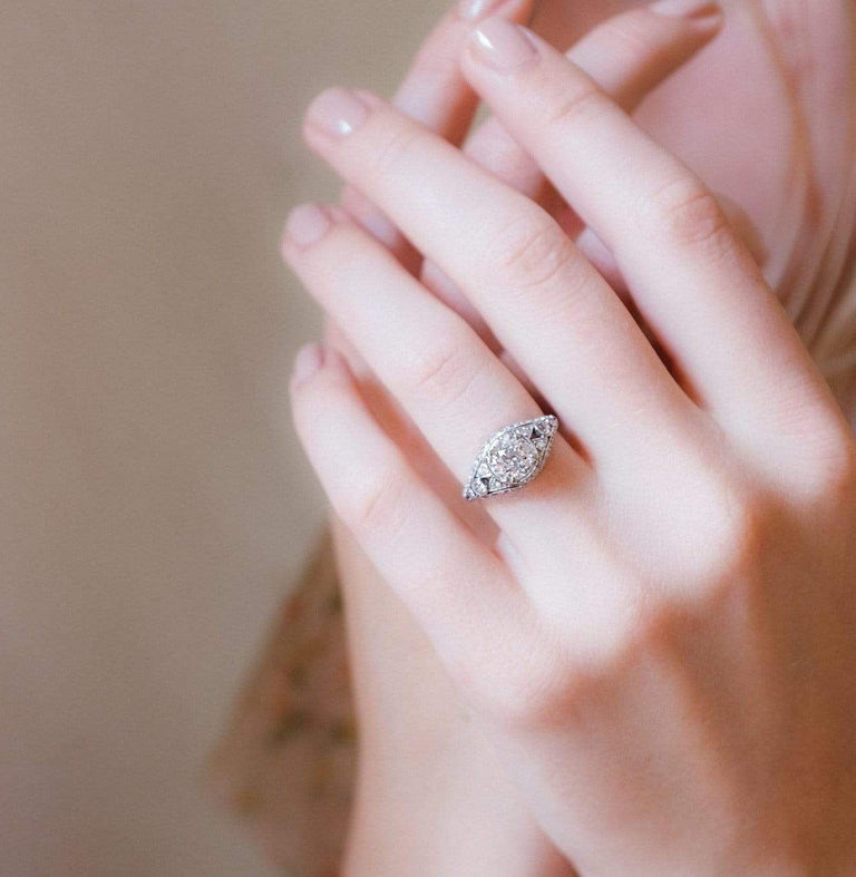 Edwardian 1.06 Carat Diamond Filigree Ring