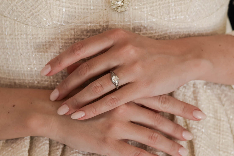 Edwardian 1.12 Carat Old European Cut Diamond Antique Engagement Ring