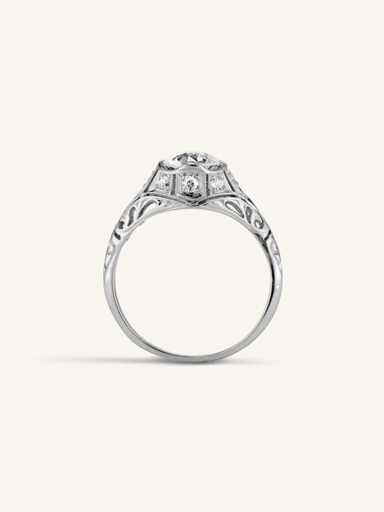 Edwardian 1.12 Carat Old European Cut Diamond Antique Engagement Ring