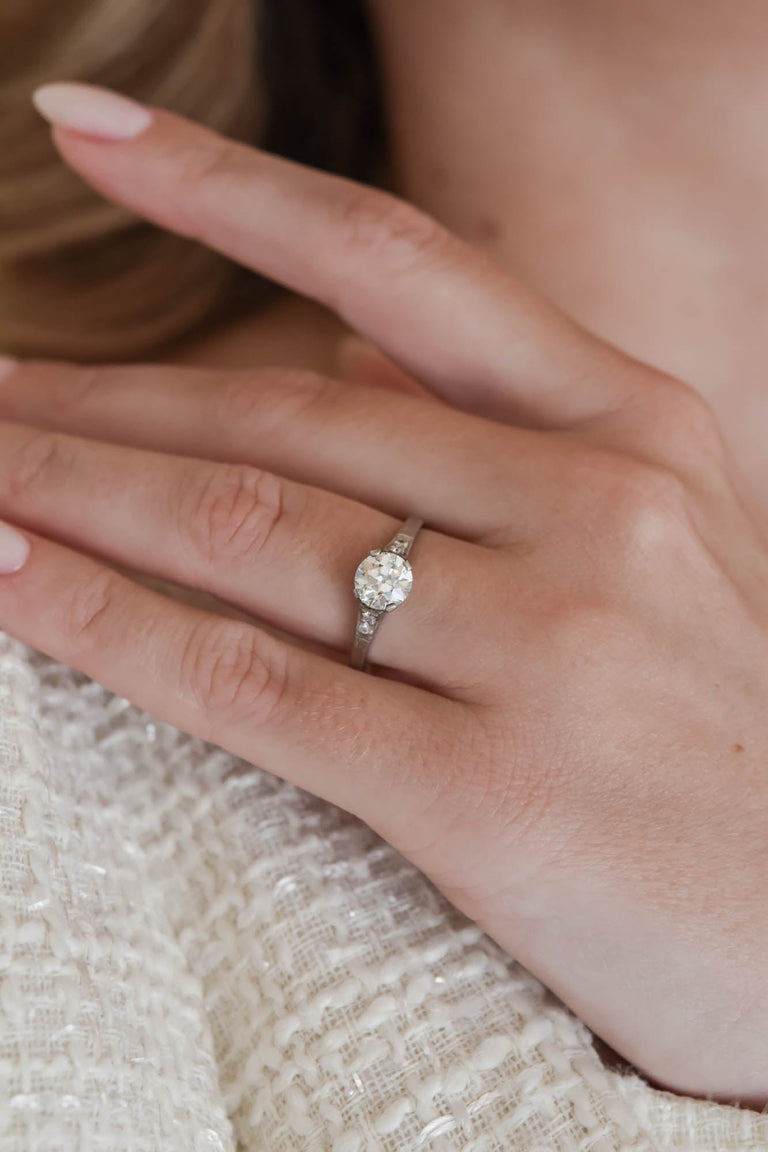Edwardian 1.13 Carat Old European Cut Diamond Engagement Ring