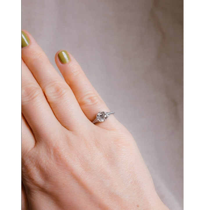 Edwardian 1.13 Carat Old Mine Cushion Cut Diamond Ring