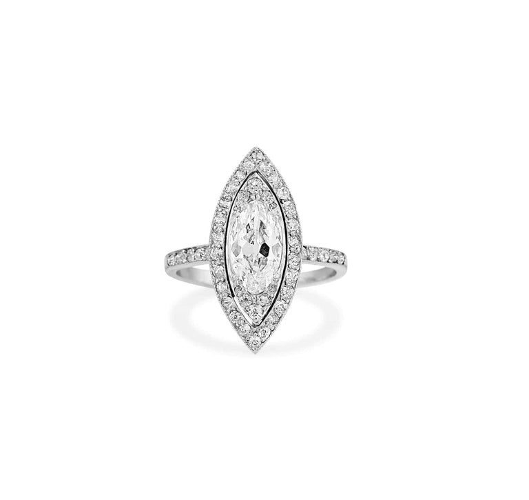 Edwardian 1.15 Carat Marquise Cut Diamond Ring