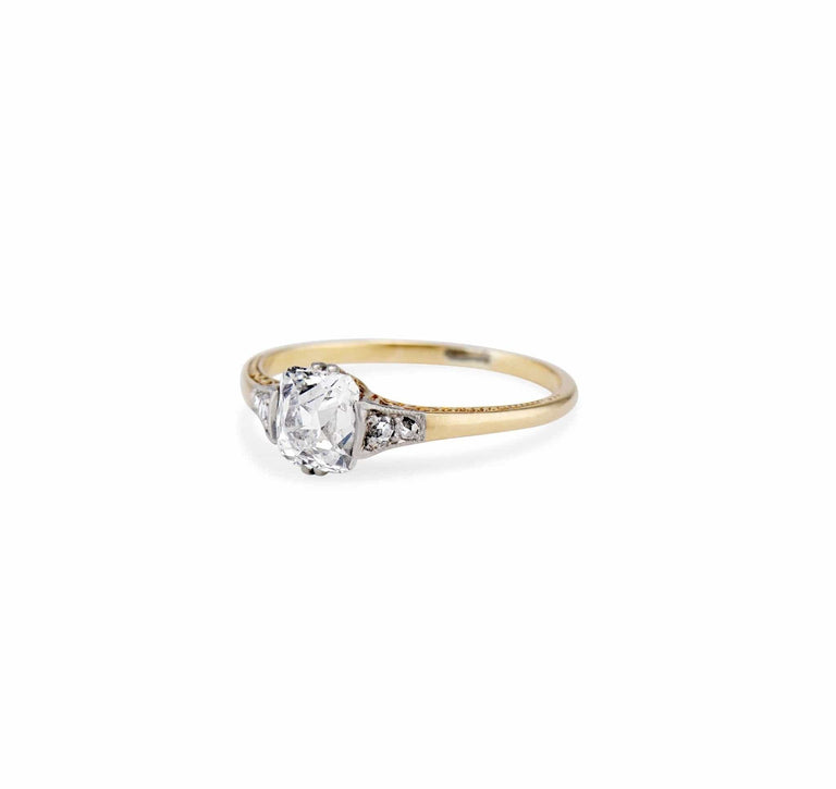 Edwardian 1.24 Carat Old Mine Cushion Cut Diamond Engagement Ring