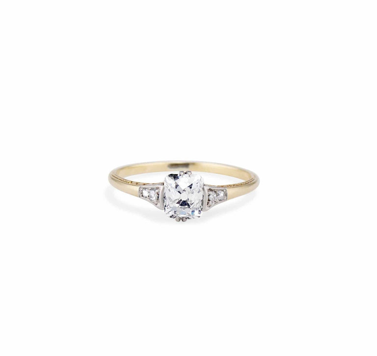 Edwardian 1.24 Carat Old Mine Cushion Cut Diamond Engagement Ring