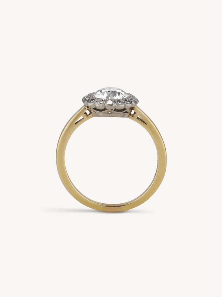 Edwardian 1.33 Carat Old European Cut Diamond Cluster Engagement Ring