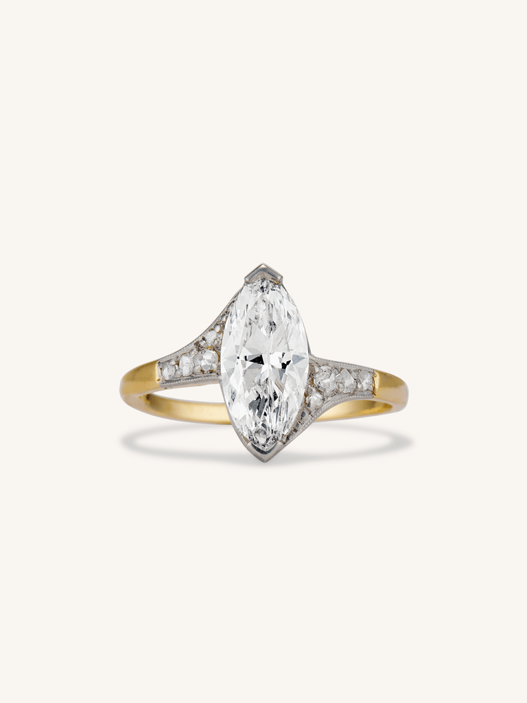 Edwardian 1.38 Carat Marquise Cut Antique Solitaire Engagement Ring