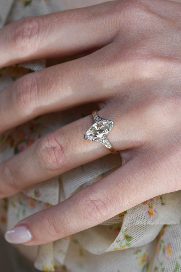 Edwardian Carat Marquise Cut Antique Solitaire Engagement