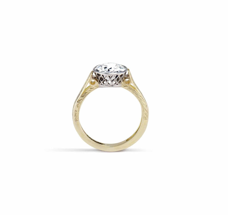 Edwardian 1.44 Carat Old European Cut Diamond Solitaire Engagement Ring