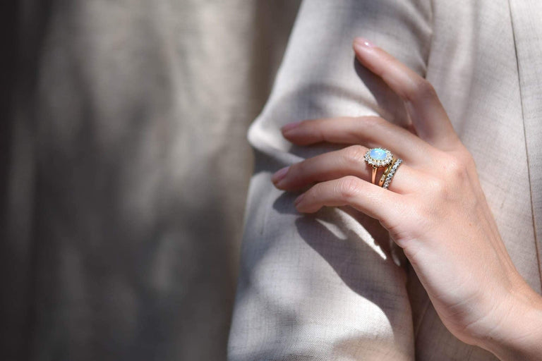 Edwardian 1.45 Carat Opal & Diamond Cluster Ring