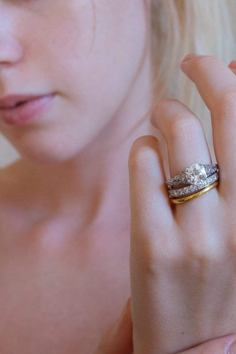 Edwardian 1.55 Carat Old European Cut Diamond Filigree Ring