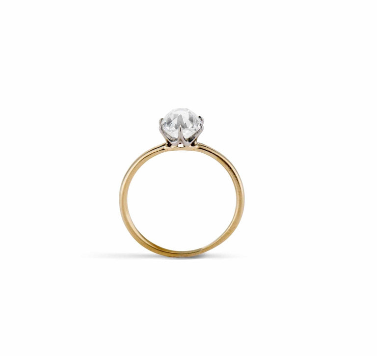 Edwardian 1.55 Carat Old Mine Cushion Cut Diamond Solitaire Engagement Ring