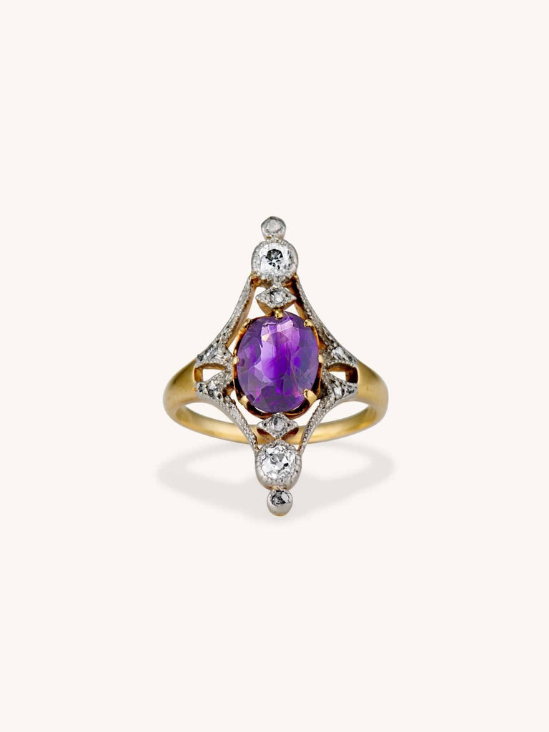 Edwardian 1.57 Carat Oval Cut Amethyst Dinner Ring